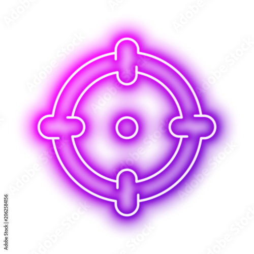 Crosshair Target For Aim Focus Goal Service Goal. Neon glowing effect icon