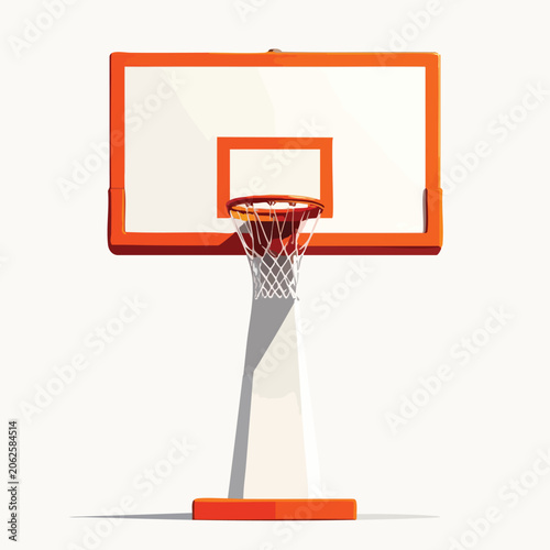 Minimalist flat vector illustration of a basketball hoop and backboard.