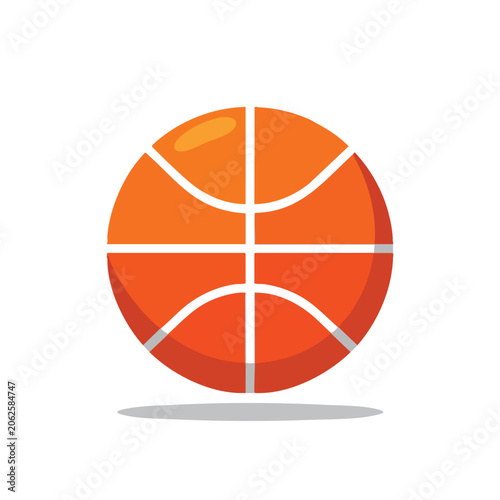 Flat Vector Illustration of an Orange Basketball with White Lines.