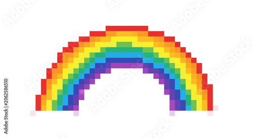 Foto Pixel Art Rainbow Arch on White Background