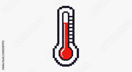 Schilderij op canvas Pixelated Thermometer Icon Showing High Temperature, Hot Weather Concept