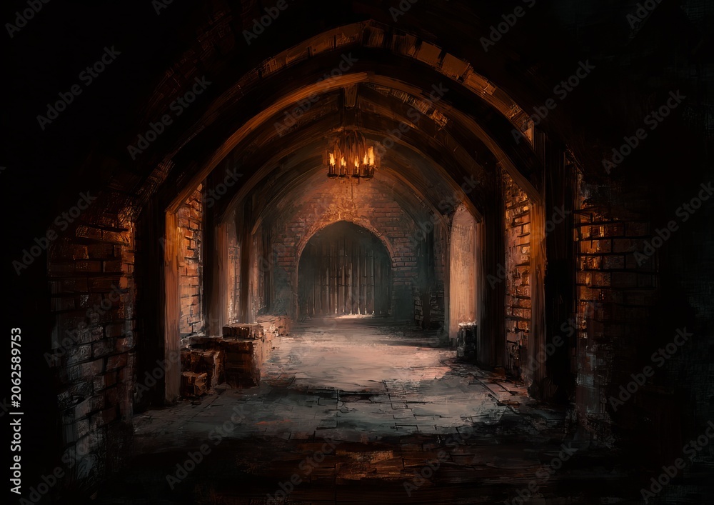 Naklejka premium Mysterious Stone Archway - A Glimpse into the Unknown Depths.