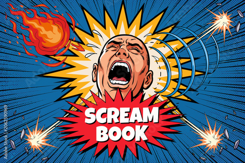 Angry Man Scream Comic Book Explosion