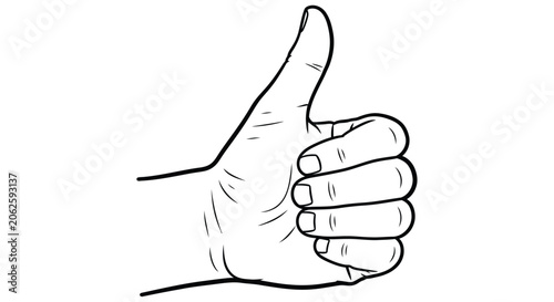 Tableau sur toile Hand making a thumbs up gesture black and white line drawing