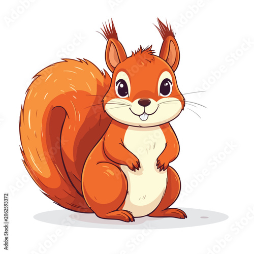 Cute cartoon squirrel illustration with fluffy tail.