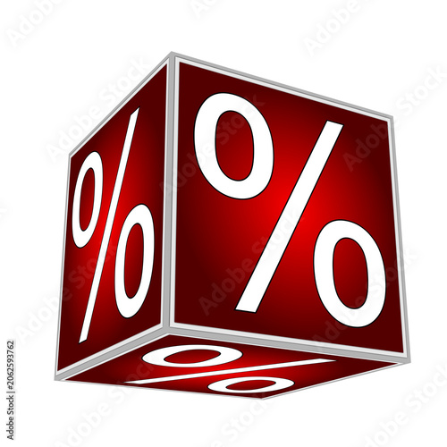 Cube with percent symbol - 3D illustration