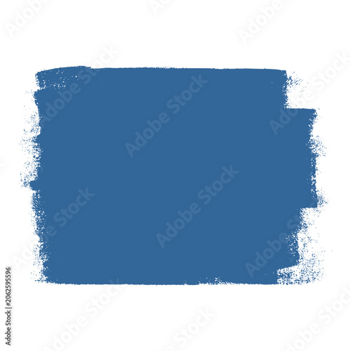 Blue paint roller brush stroke grunge texture. Thick square distressed wall paint patch showing realistic industrial roll marks for abstract printing framework background layout design clip art.