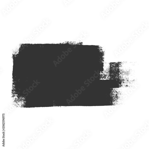 Black paint roller brush stroke grunge texture. Small horizontal distressed wall paint block showing heavy industrial smudge finish for heading text background layout frame decoration clip art.