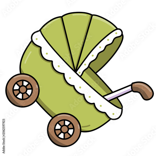 Cute Baby Stroller Kawaii Cartoon Illustration