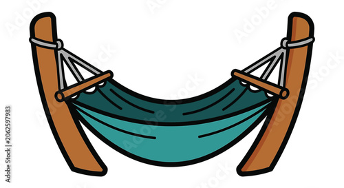 Teal Hammock with Wooden Stand.