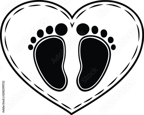 Baby Footprint Heart Shape Logo Vector Illustration
