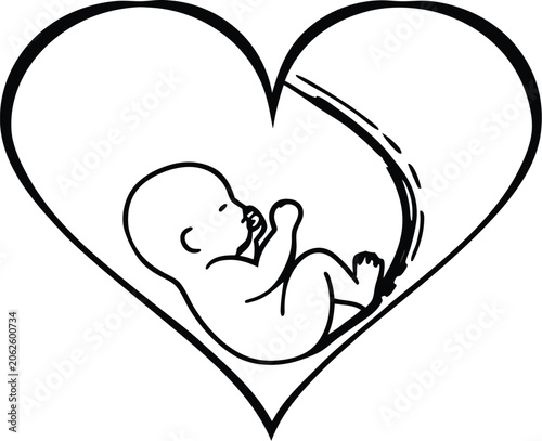 Baby Growth Heartbeat Symbol Silhouette Vector