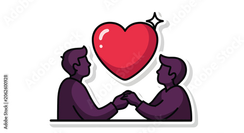 Two Men Holding Hands with Heart.