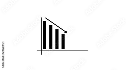 Vertical bars decreasing in height over time white background footage