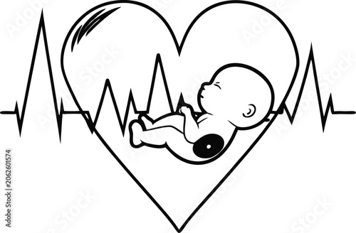 Baby Safe Life Heartbeat Icon Vector Design