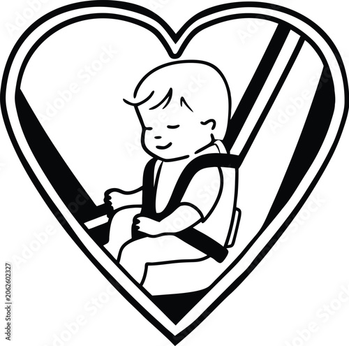 Child Safety Heart Logo Minimal Silhouette