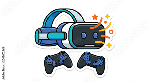 Virtual reality gaming headset and controllers 2.