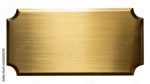 Brushed brass plaque with rounded corners