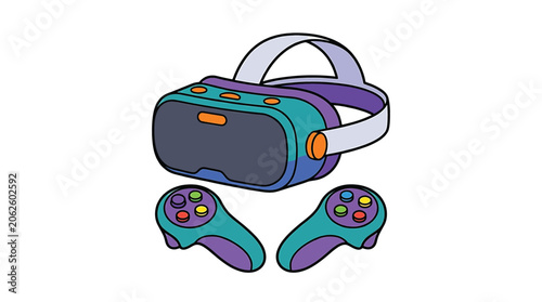 Virtual reality gaming headset and controllers 4.