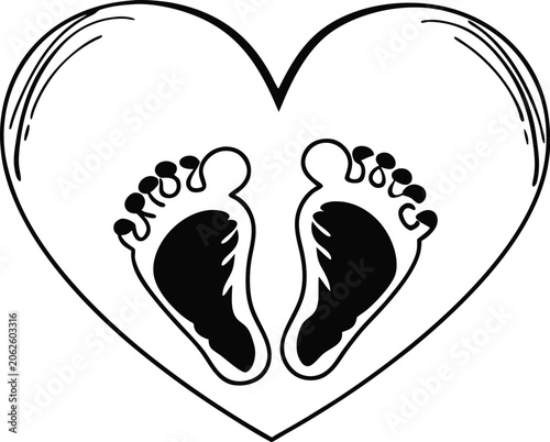 Family Care Heart With Infant Feet Silhouette