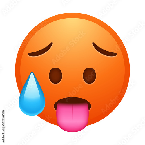Quadro su tela Hot face emoji illustration, isolated on transparent background.
