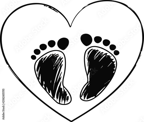 Love Care Heart With Baby Feet Logo Design