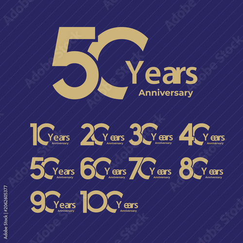 Golden Anniversary Numbers Template Set