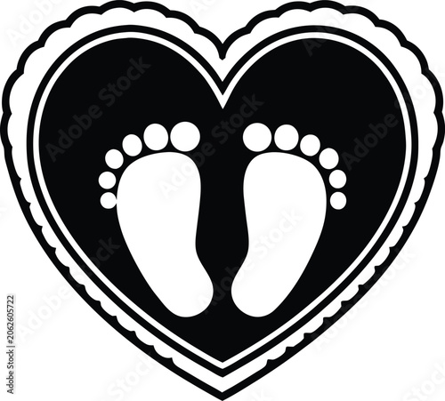 Minimal Baby Footprint Heart Badge Design