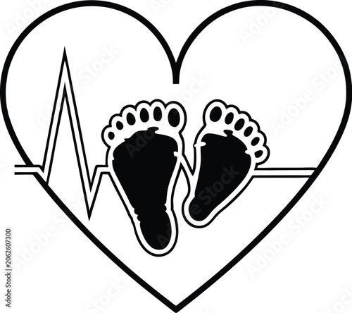 Neonatal Footprint Heartbeat Logo Design