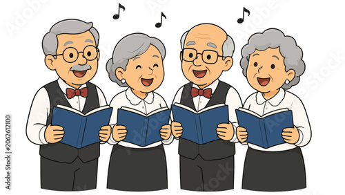 Seniors Singing Together in Choir Performing Harmony