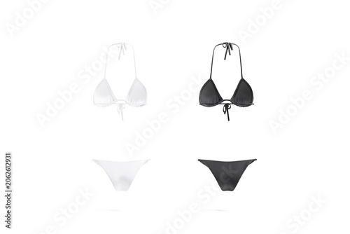 Obraz na plátně Blank black and white woman bikini mockup, back view, 3d rendering