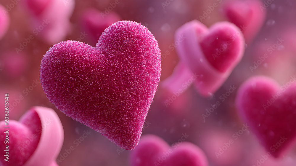 Fototapeta premium Soft Pink Heart with Romantic Bokeh Love Background