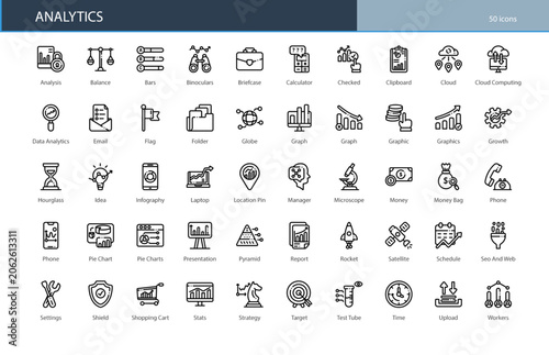 Analytics Data Chart Report Business Statistics Icon Set