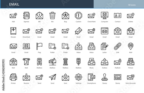 Email Mail Message Communication Digital Icon Set