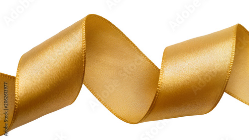 Foto Golden satin ribbon curled and flowing