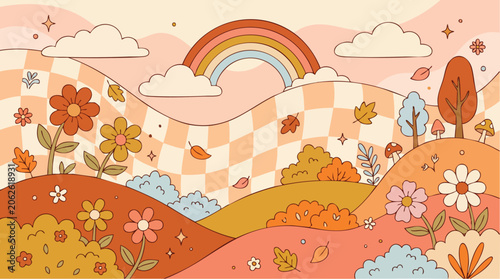 Retro groovy 1970s style illustration