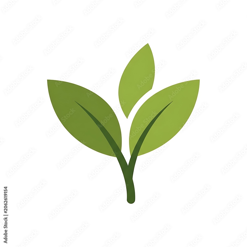 Fototapeta premium Single green leaf on white background isolated.