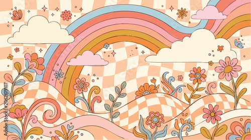 Retro groovy 1970s style illustration