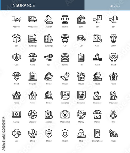 Insurance Protection Policy Finance Security Icon Set