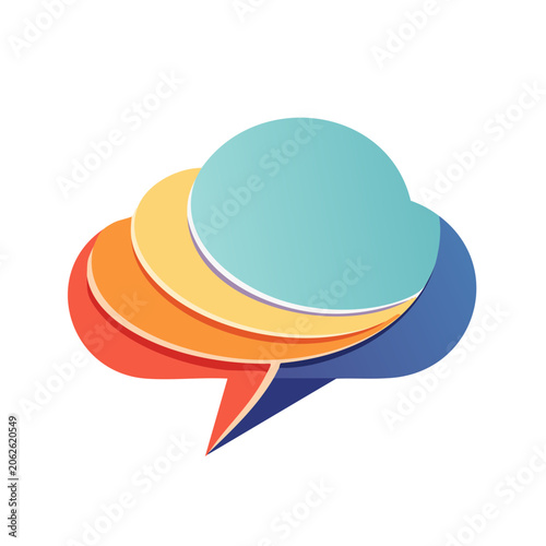 Flat design curved ribbon in blue orange yellow cyan