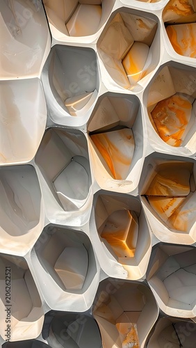 Close-up of honeycomb structure pattern.