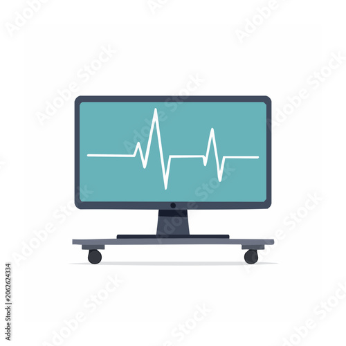 Blue laptop with data chart on screen