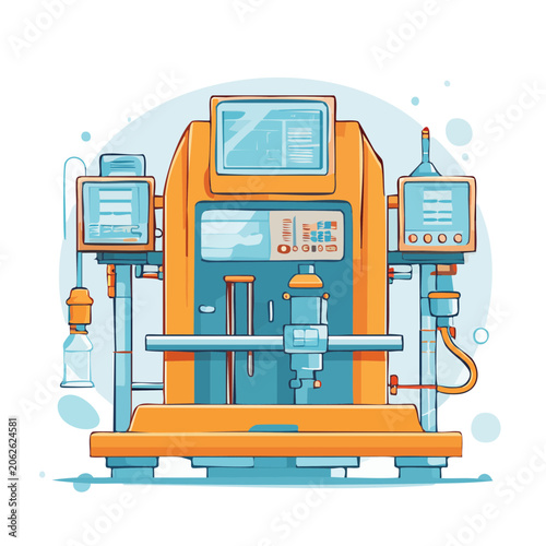 Flat design illustration of a computer server setup