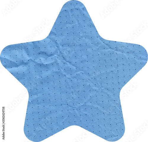Canvas Print Blue crumpled paper star with black dots textured craft sticker for scrapbooking
