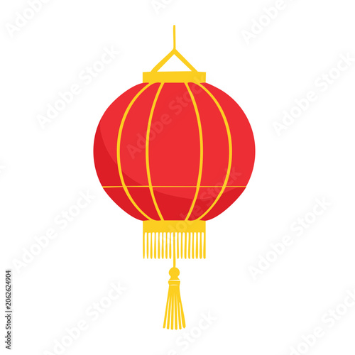 Red and gold flat design lamp illustration