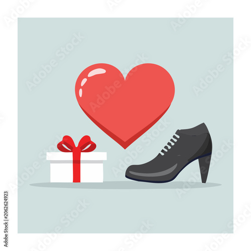 Red heart with shoe and cross symbol