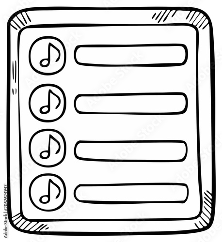 Hand Drawn Music Playlist Interface With Notes and Song Titles