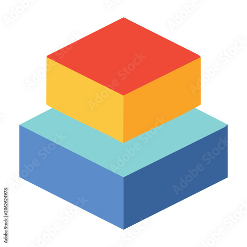 Stacked geometric cubes in flat design