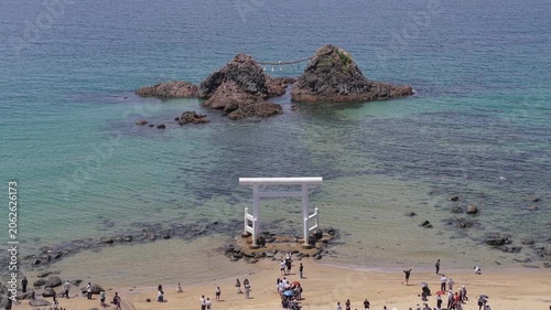 Torii Gate and Meoto Iwa Couple Rocks on Itoshima Coast