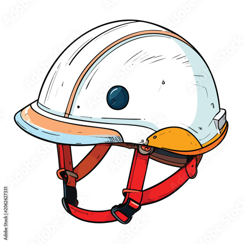 Illustration of a professional white safety construction hard hat.